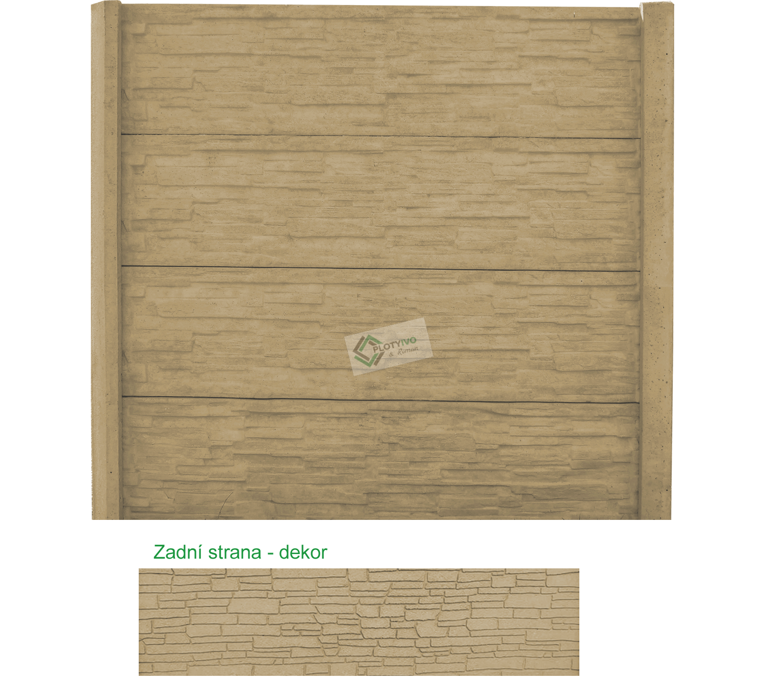 Betonový panel - Štípaný kámen - 25 x 200cm - Písková - Dplx ANO