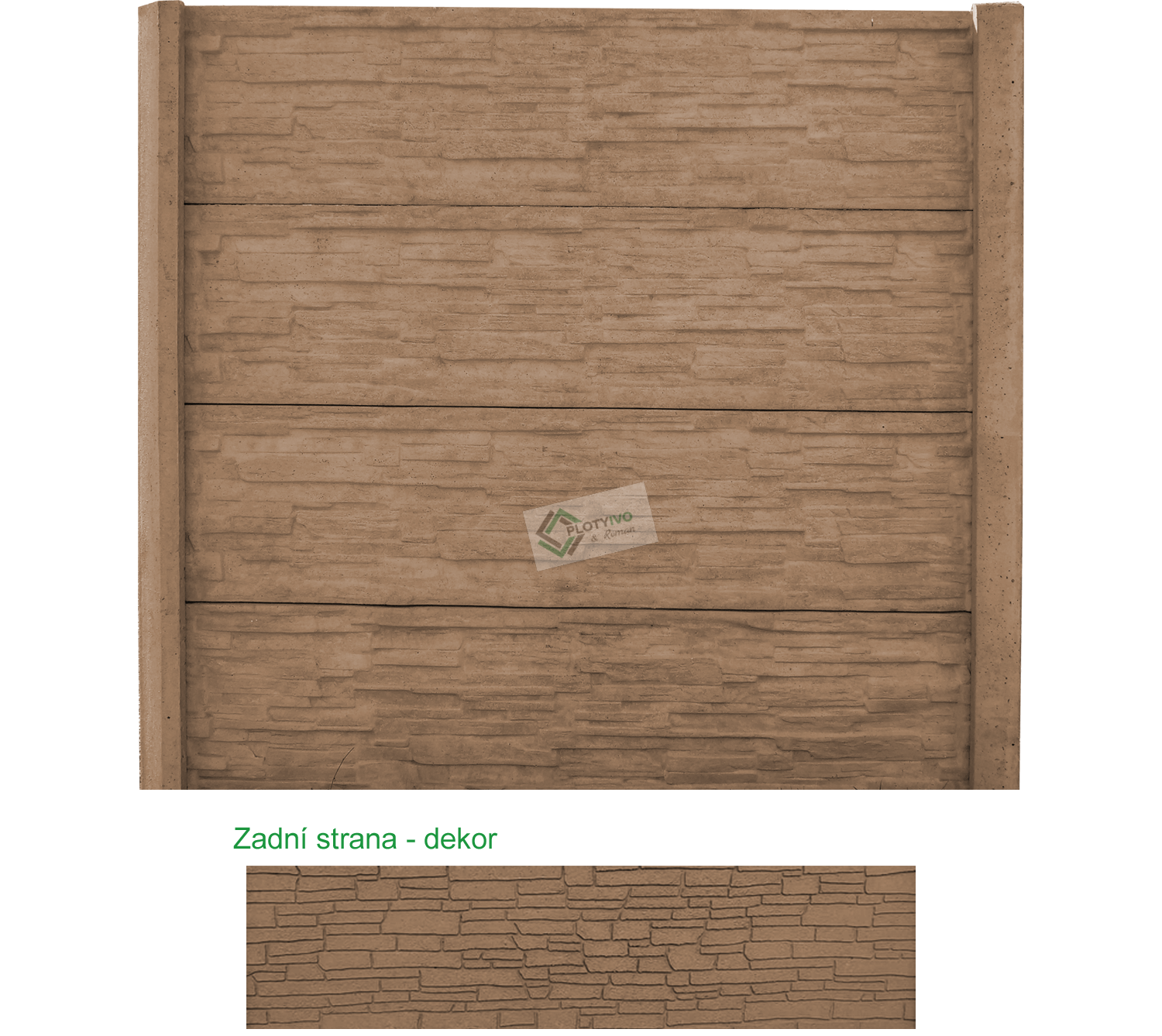 Betonový panel - Štípaný kámen - 25 x 200cm - Hnědá - Dplx ANO