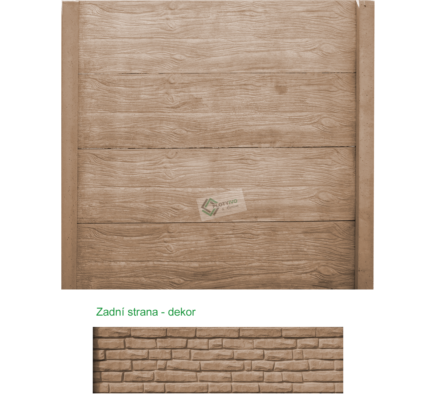 Betonový panel - Dřevo - 25 x 200cm - Hnědá - Dplx ANO
