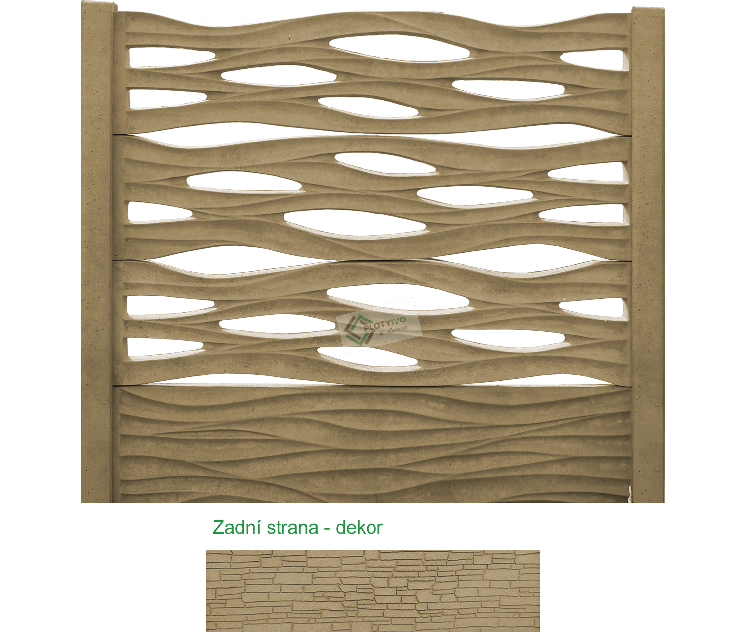 Betonový panel - Vlna průhledná - 50 x 200 cm - Písková - Dplx ANO