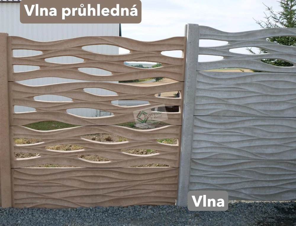 Betonový panel - Vlna průhledná - 50 x 200 cm - Písková - Dplx ANO
